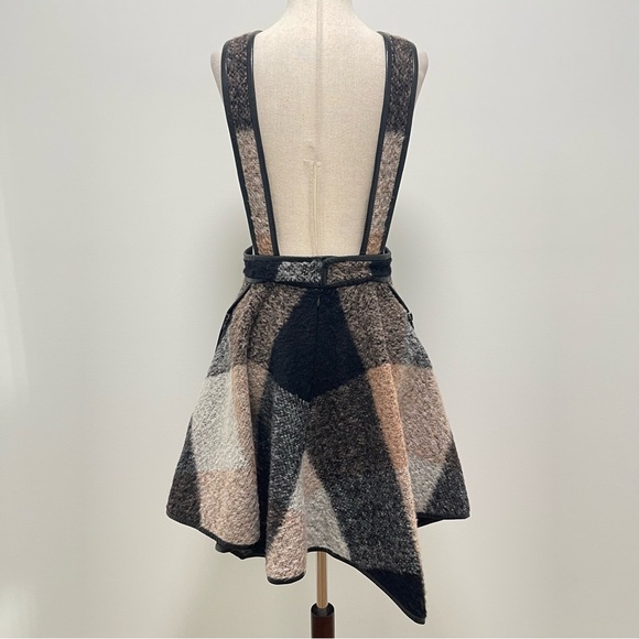 RARE 2010 3.1 Phillip Lim Trapezoid Leather Binding Brown Plaid Skirt Size 6 - Picture 9 of 15